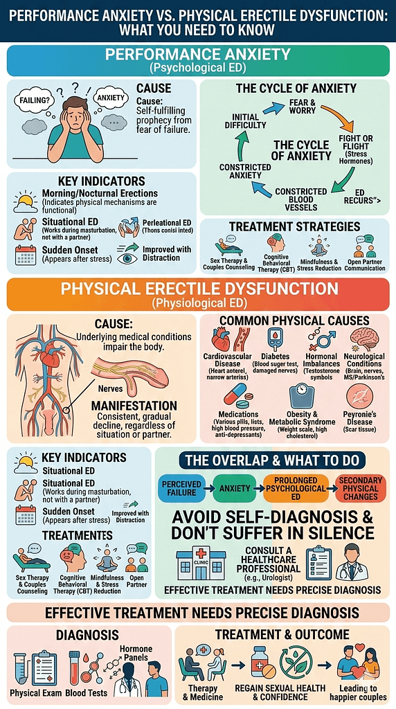 Performance Anxiety vs. Physical Erectile Dysfunction