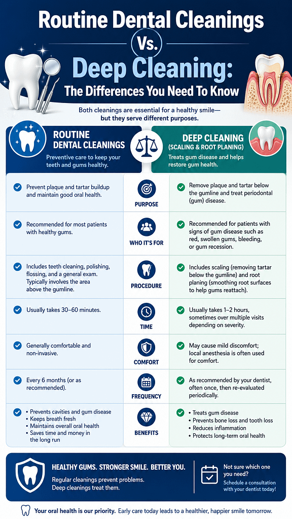 Routine Dental Cleanings Vs. Deep Cleaning